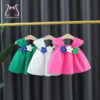 Summer Sweet Baby Girl Sleeveless Dresses Flowers Simple Solid Color Newborn Children Clothes Toddlers Thin Cotton Kids Costume