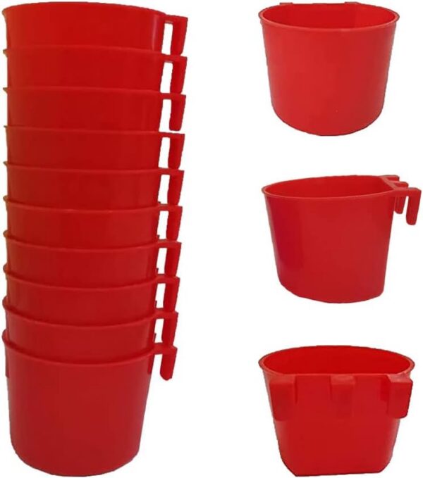 0a877d4eeda5307b 20 Pack Cage Cups Birds Feeders Seed Bowl Chicken Feeding Watering Dish Rabbit Water Food Hanging Wire Cages Box 16oz Coop Cups for Pet Parrot Parakeet Gamefowl Poultry Pigeon (Large Red)