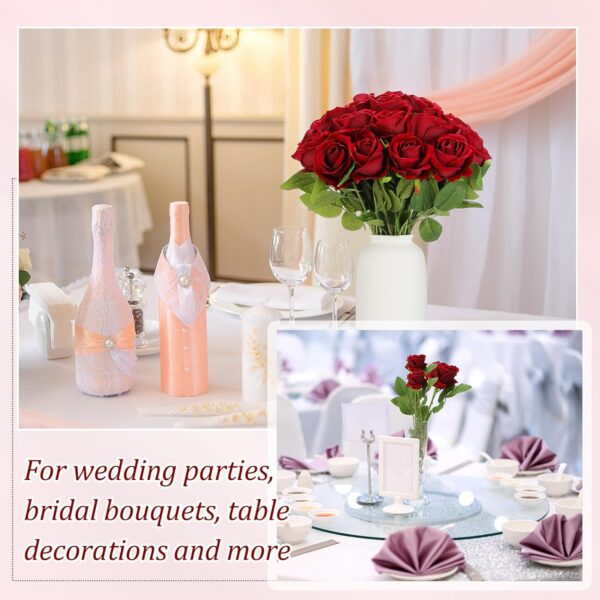 0aa10b2e92fd6e45 50 Pcs Artificial Rose Flower Realistic Silk Roses with Stem Bouquet of Flowers Plastic Flowers Real Looking Fake Roses for Home Wedding Centerpieces Party Decorations (Blue)