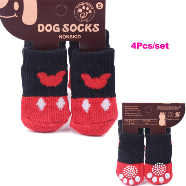 4Pcs/set Autumn Winter Pet Dog Socks Anti-Slip Knitted Small Dogs Shoes Thick Warm Paw Protector Cute Puppy Cat Indoor Wear Boot