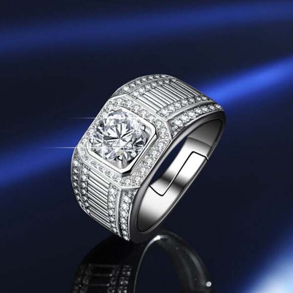 Business temperament GRA ring a caramossian stone heart eight arrow cut classic fashion crown full diamond men's je