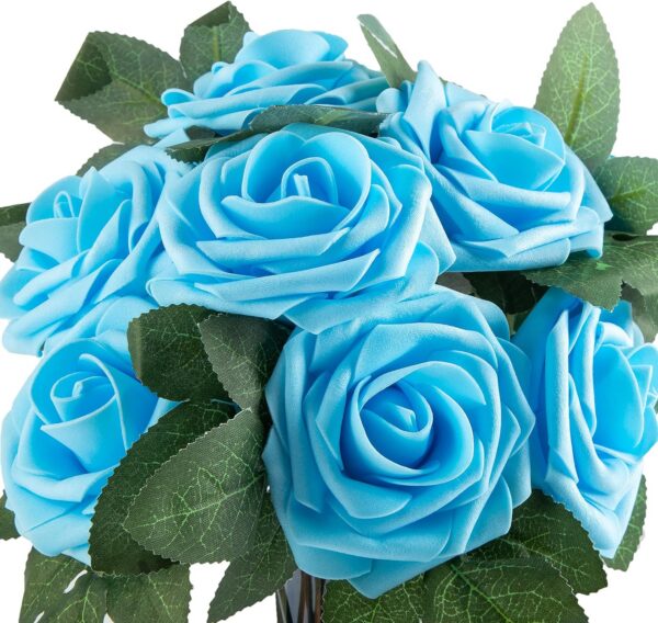 0abfb8130fd24e21 Artificial Flower Foam Purple Rose 50pcs Real Looking Fake Rose with Stems Leaves for Home Decoration Party Garden Centerpieces DIY Wedding Bouquets(Purple)
