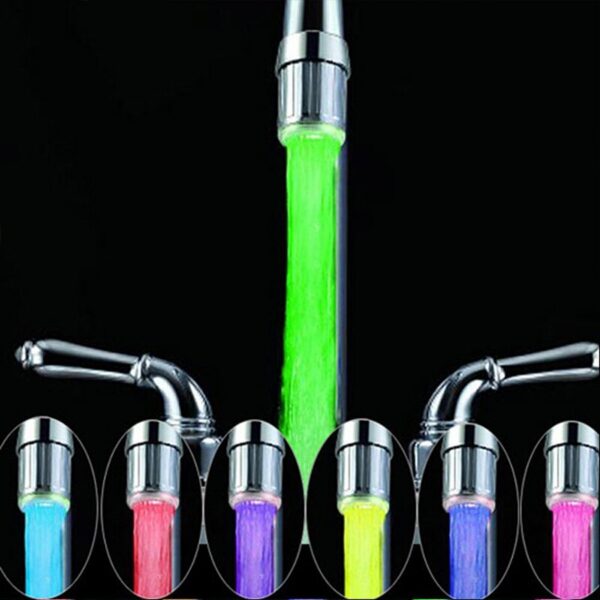 Bathroom LED 3-Color Light-up Temperature Kitchen Glow Water Saving Faucet Aerator Nozzle Shower
