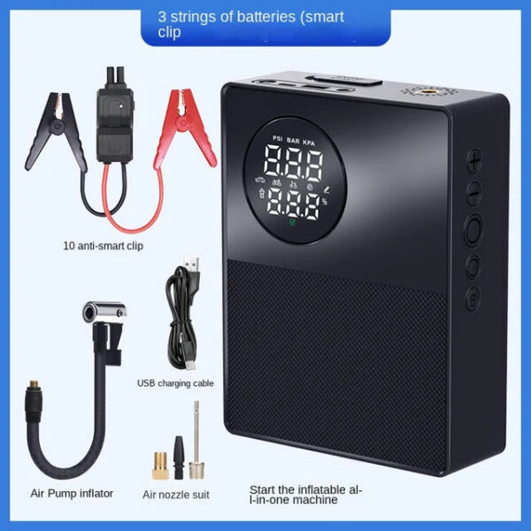 Car Emergency Start Power Supply, Digital Display, Air Pump 3-in -1 All-in-one hine, Multi-function USB Charging Treasure