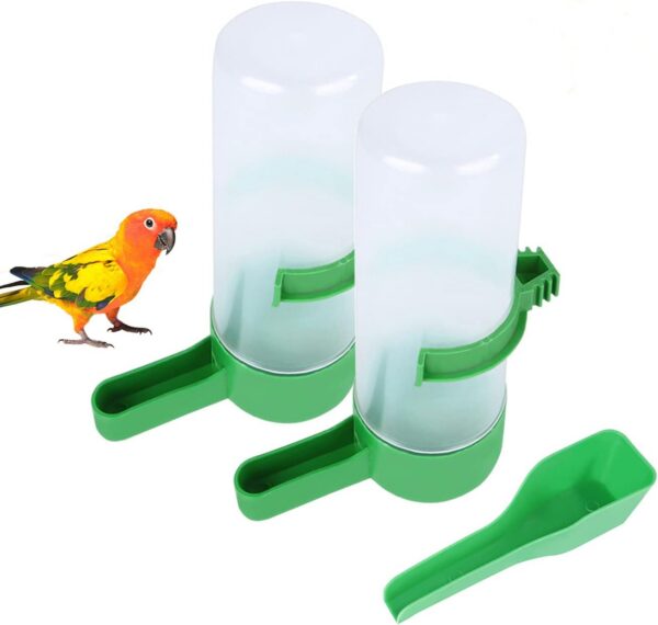 0adec2351b0bba07 2Pcs Automatic Bird Feeder Bird Waterer & Feeder Parakeet Hanging Food Dispenser Bird Cage Accessories for Parrots Budgie, Cockatiel, Lovebirds (150 ml / 5.1 oz)