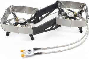 Lightning Double Head Stove Small Foldable Portable Outdoor Camping Furnace Fire Switch Free Adjustable Control Cookware BRS-32(No Ignition)