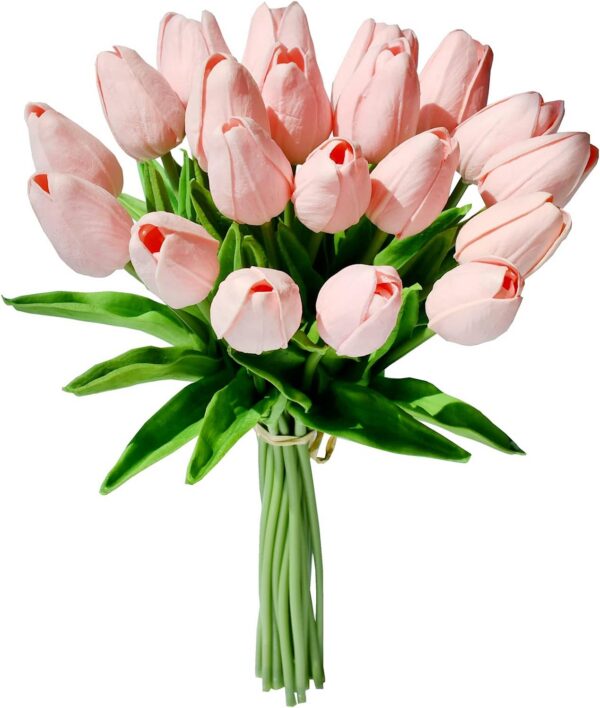 Mandy's 20pcs Red Artificial Tulip Silk Fake Flowers 13.5" for Mother's Day Easter Valentine’s Day Gifts in Bulk Home Kitchen Wedding Decorations