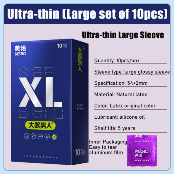 Hyaluronic Acid Condom Ultra Thin Large Size 54mm Penis Sleeves10pcs Wolf Tooth Pellet Condom Delay for Men Safer Sex Toy