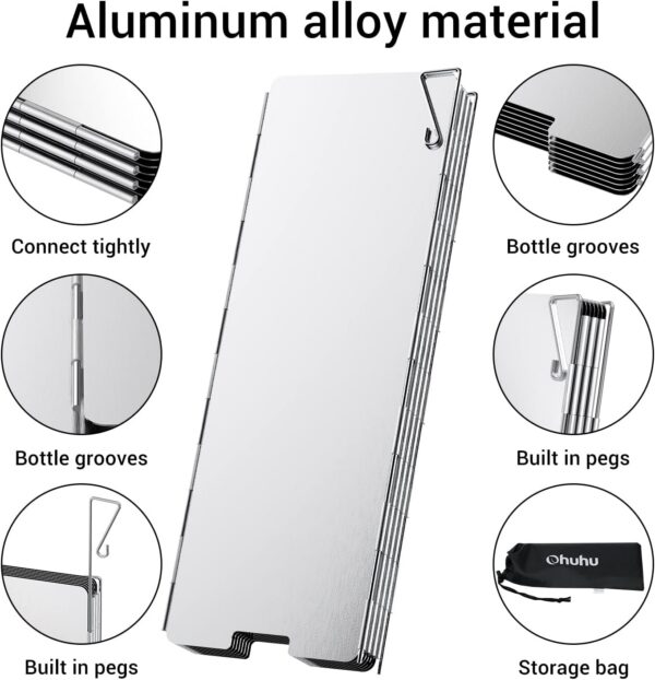 0b07034cdf7a27b1 Camp Stove Windscreen, Ohuhu Camping Stove Windscreen 8/10/12 Plates Aluminum Folding Portable Camping Stove Windshield Grill Wind Screen for Camp with Carry Bag for Camping Hiking Picnic Backpacking