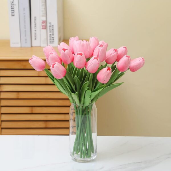 0b0e9b56bd571449 Dark Pink Tulips Artificial Flowers 20Pcs Real Touch Faux Fake Tulips Flowers for Home Office Wedding Decor Artificial Tulips Flower Arrangement Bouquet Faux Flowers for Decoration