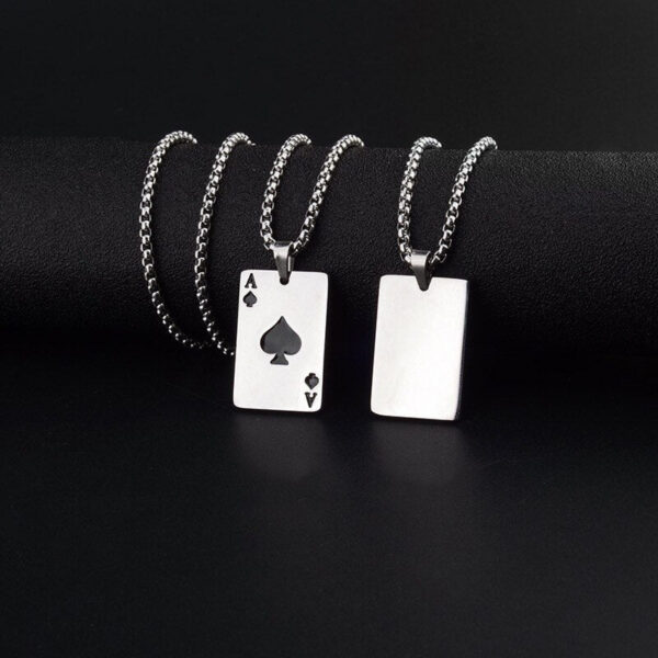 0b1b26e4bbbc74ec 2Piece Set Hip Hop Statement Stainless Steel Poker Card Ace of Spades Necklace For Women Men Pendant Chain Playing Cards Jewelry