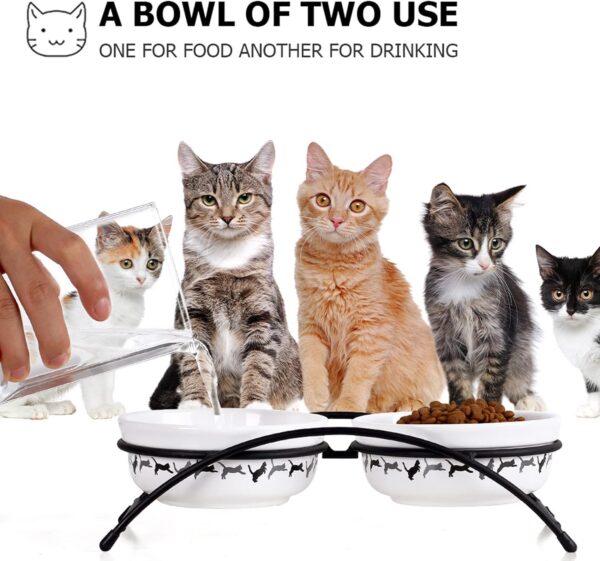Y YHY Cat Bowls Elevated, Ceramic, 12 Ounces, Reduce Neck Burden, Anti Vomiting, Dishwasher Safe