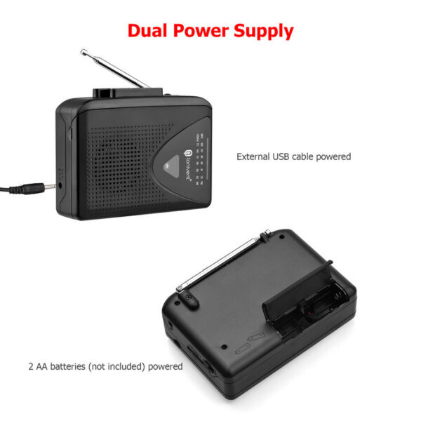 Portable USB Cassette Tape to MP3 Converter Capture Audio Music Player Recorder AM/ FM Radio