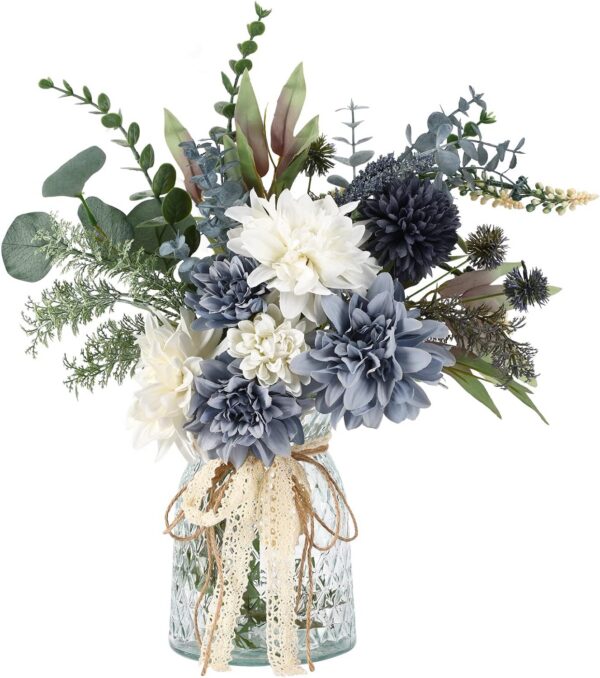 0b2bf5f7c2ff4997 CEWOR Artificial Flowers with Vase Faux Flowers in Vase Fake Flowers Bouquet for Table Centerpiece Decorations Home Kitchen Decor
