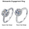 0b369c81150e9def 100% Moissanite 1CT 2CT 3CT Brilliant Diamond Halo Engagement Rings For Women Girls Promise Gift Sterling Sier Jewelry