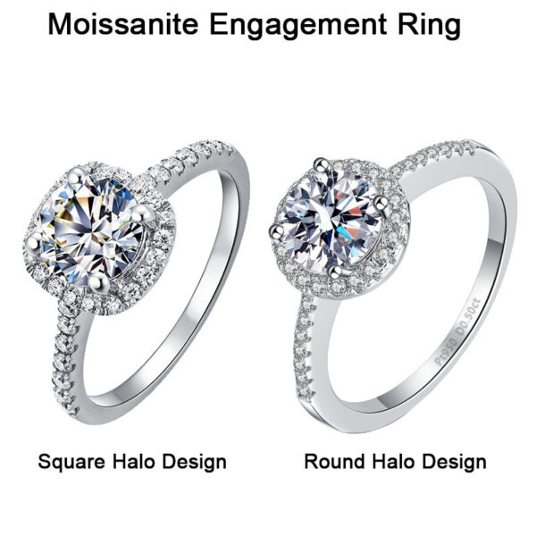 0b369c81150e9def 100% Moissanite 1CT 2CT 3CT Brilliant Diamond Halo Engagement Rings For Women Girls Promise Gift Sterling Sier Jewelry