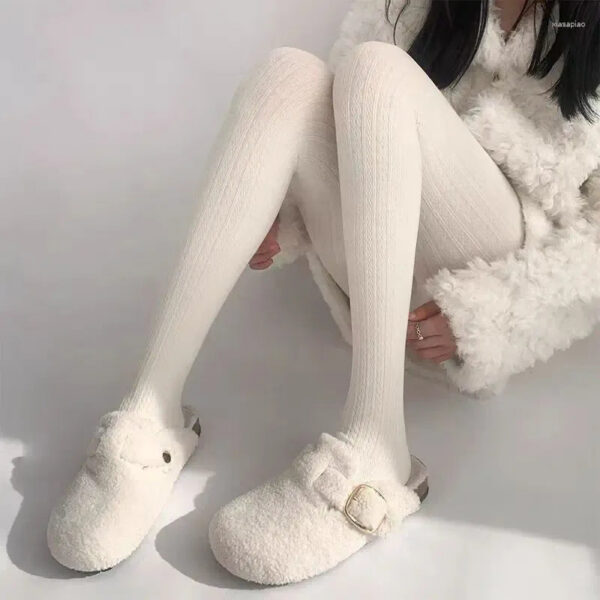 Women Socks Leggings Pantyhose Fleece Woman Spring And Autum Solid Color Thickened Complexioned Simple Commute Worn Outside Thin Fluffy