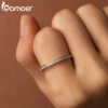 BAMOER Moissanite Wedding Band Sterling Sier Eternity Rings Platinum Plated Lab Created Diamond Stackable Ring for Women