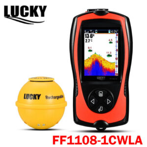 LUCKY Rechargeable Fish FF1108-1CWLA/CT Wireless Sonar Sensor Fishing Finder Color Display Max 45M Water Depth