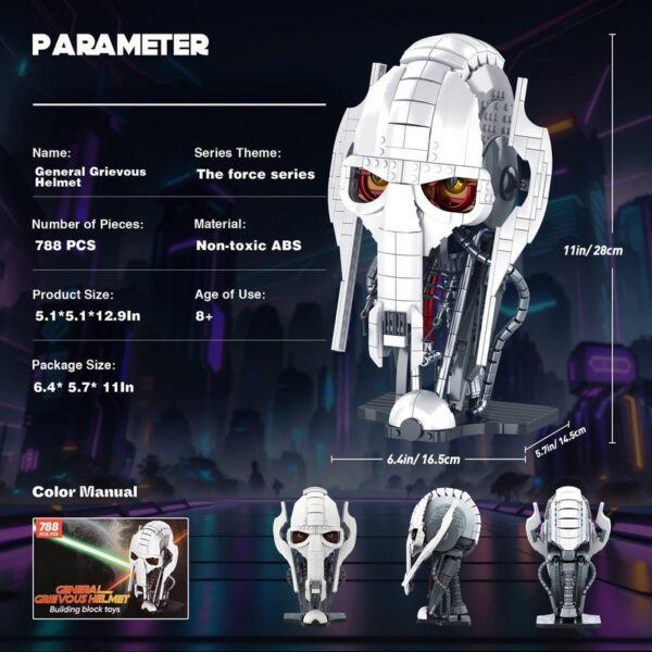 788pcs MOC Idea General Grievous Building Blocks Bricks Model Helmet Collection Assembg Toys for Children Adults Gift