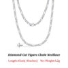 Rinntin Sterling 3.3mm Diamond-Cut Figaro Chain For Men Women Fashion Sier Necklace Jewelry SC34