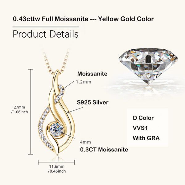 EWYA 2023 Trendy D Color 0.43cttw 4mm Full Moissanite Pendant Necklace for Women Girls S Sier Diamond Neck Chain Necklaces