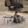 0b81302577ad460a Foldable Tripod High Strength Bending Camping Rack Top Plate with Hanging Hole for BBQ Picnic Hiking