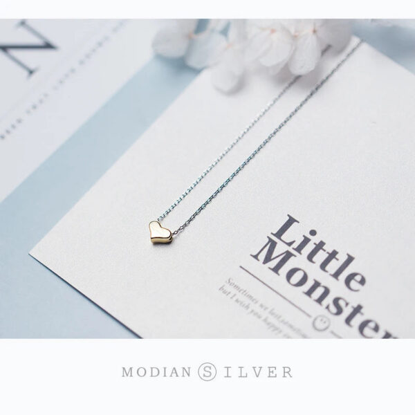 0b8faf9a3d7fc1c7 Modian Gold Color Heart Simple Tiny Fashion Chain Pendant Necklaces Classic Girls 925 Sterling Silver Jewelry For Women Gift