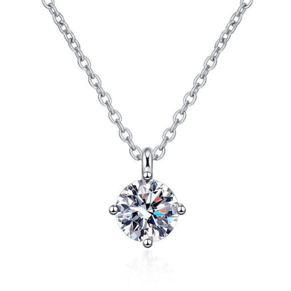 Smyoue 1ct VVS Moissanite Necklace for Women Simulated Lab Diamond Pendant Gift 100% Sterling Sier Wedding Jewelry Four-claw