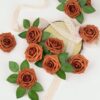 Mocoosy 50Pcs Artificial Rose Flowers, Burnt Orange Fake Roses for Decorations, Real Touch Terracotta Foam Rose Bulk with Stems Rust Floral Arrangements Wedding Valentine's Day Party Home Table Decor