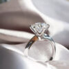 Classic 6 Prongs 5 Carat Round Moissanite Rings Sterling Sier Plated 14K Gold High Clarity D Color Diamond Woman Jewelry