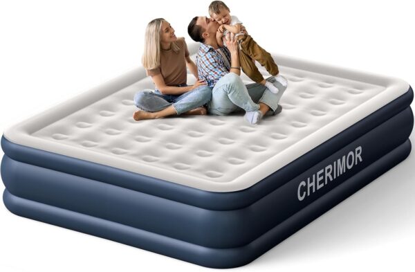 0bb3f904f0785243 Air Mattress, 18" Raised Full Size Self Inflatable Blow Up Mattress with Built in Pump, Thick Comfort Air Bed with Carry Bag for Camping, Guests & Home, 600lb Capacity Colchon Inflable