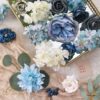 0bddfd3162426e31 Floweroyal Artificial Flowers Combo Dusty Blue Flowers Mix Silk Flowers Dahlia Roses with Stems for DIY Wedding Bridal Bouquets, Baby Shower, Floral Arrangement, Table Centerpieces, Home Decorations.