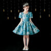Baby wedding Party Dress Round neck printing princess Teens Kids Dresses Pageant Gown Girls dress Children’s wear