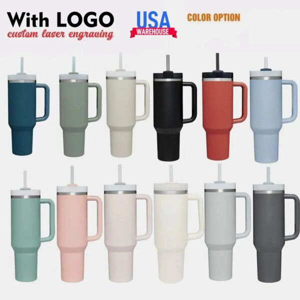 1pc New Quencher H2.0 40oz Stainless Steel Tumblers Cups With Silicone Handle Lid and Straw 2nd Generation Car Mugs Vacuum Insulated Water Bottles with G8821