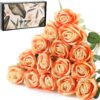 15Pcs Artificial Roses Velet Real Touch Single Stem Fake Roses Silk Realistic Bouquet Flowers Arrangements Home Office Garden Grave Party Wedding Decoration(Light Pink-15p, Blossom Roses)