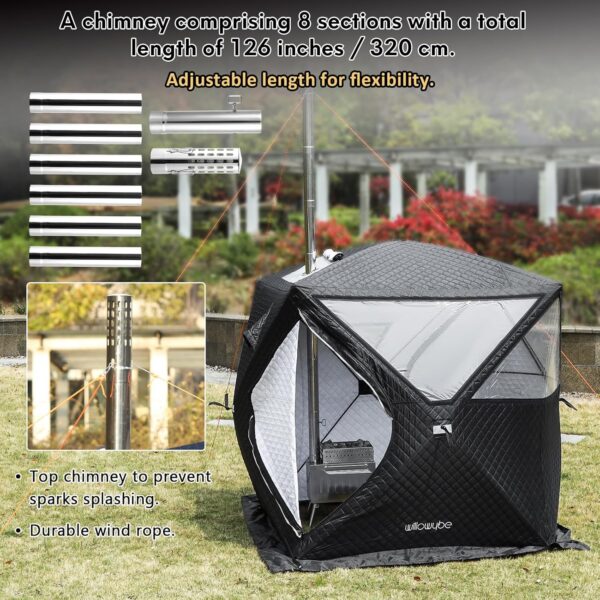 WillowyBe Outdoor Sauna Hot Tent Stove, Rocket Stove Heater, Portable Camping Wood Stove for Dry Sauna, Cooking for Husband and Friends