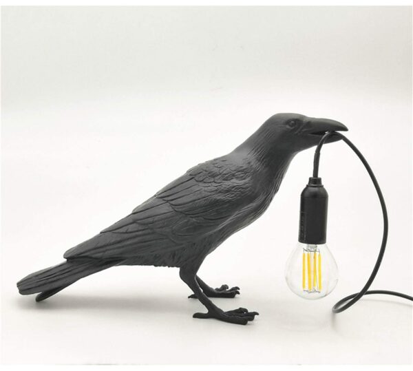 The Gothic Lamp,Cute Black Raven Desk Light with USB Line,Unique Resin Halloween Crow for Table Decor,Goth Decor,Black Bird Decor, Art Decor,Home Decor,Living Room,Bedroom (2 Bulbs)