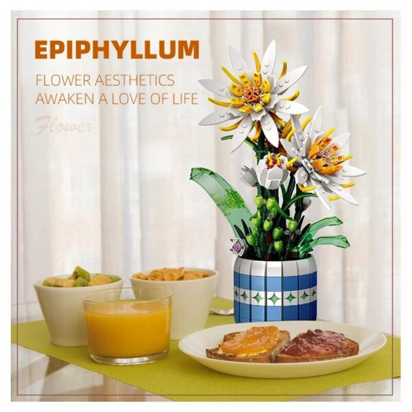 0c3aa66ac434484d wer Bonsai Building Blocks Epiphyllum Plant Potted Model Bricks Creative Desktop Ornaments Home Decoration Kids Toys Gifts