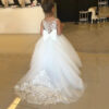 0c3f190ee895db13 White Bridesmaid Girls Flower Girl Dresses Ball Kids Wedding Party Pageant First Communion Gown Big Bow Sleeveless