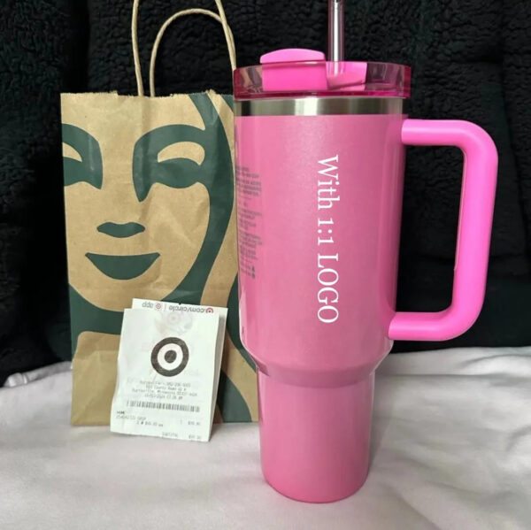 Neon Yellow Electric Pink 40oz Tumblers With Handle Insulated Tumbler Lids Straw Cup Water Bottles 1:1 Copy H2.0 Stainless Steel Mugs