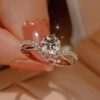 1carat Leaf Moissanite Diamond Engagement Rings for Women Sterling Sier Plated White Gold Wedding Band Promise Ring