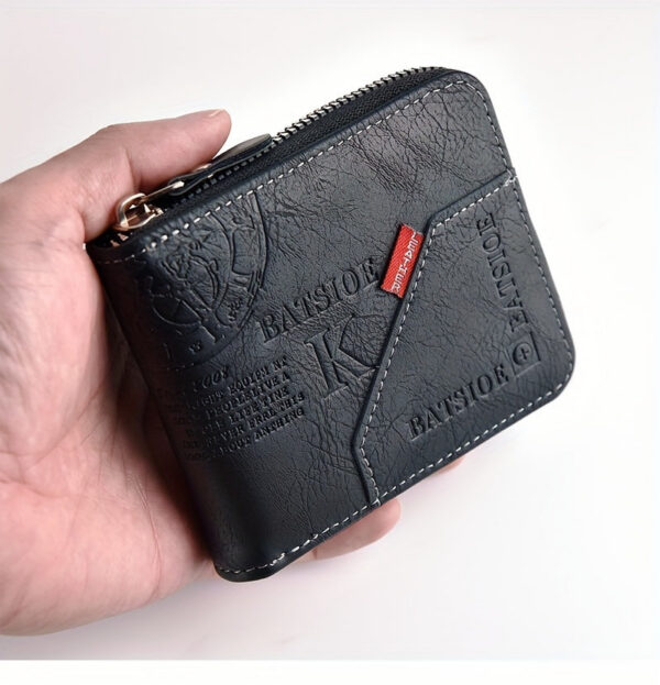 0c52fc5ad123d7c2 Men's Wallet Made of PU Wax Oil Skin for Men Short Male Card Holder Wallets Zipper Around Money Coin Purse