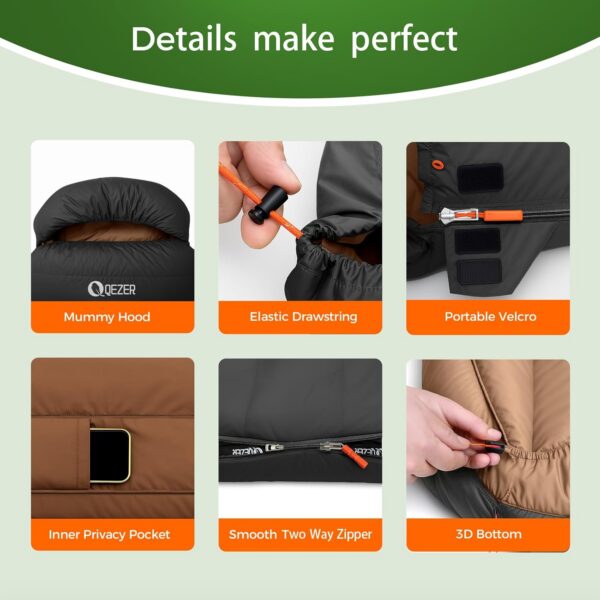 0c5c40ce038aa184 XL Sleeping Bag, Suitable for 4 Seasons Oversized Ultralight Backpacking Sleeping Bag for Adults, Great for Camping and Hiking