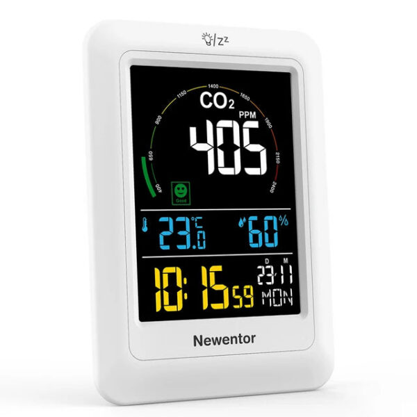 Newentor 5 in 1 Air Quality Monitor Multifunctional Real-time Dectect Carbon Dioxide Meter Digital Temperature Humidity Sensor