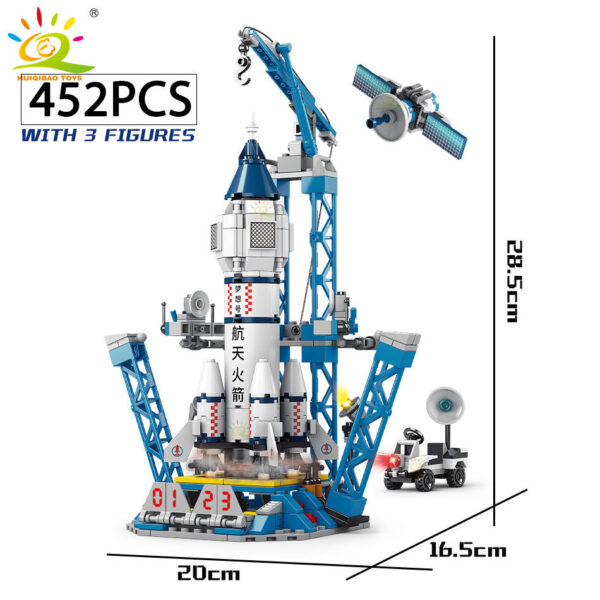 0c86e5b6197df566 HUIQIBAO Space Aviation Manned Rocket Building Blocks With Astronaut Figure City Aerospace Model Bricks Children Toys for Kids