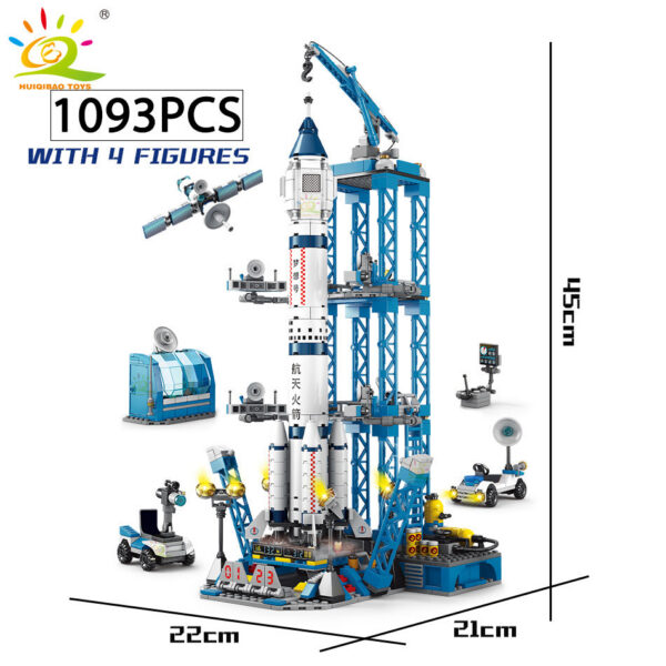 0c89a8932a402c8b HUIQIBAO Space Aviation Manned Rocket Building Blocks With Astronaut Figure City Aerospace Model Bricks Children Toys for Kids