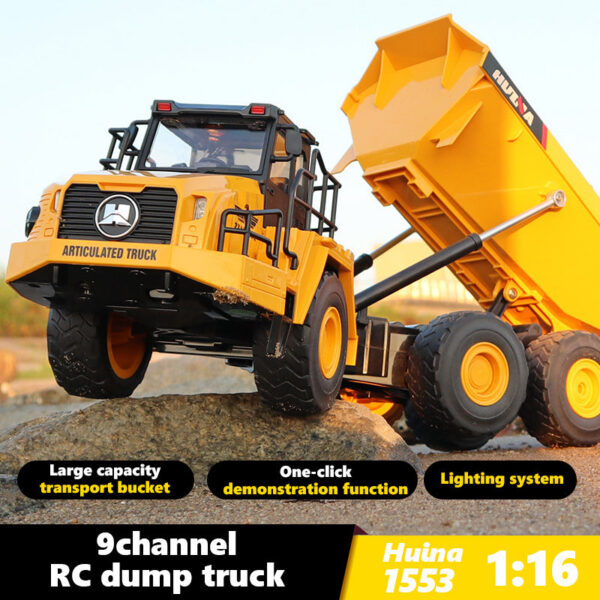0ca524e9d6572b67 1/18 Rc Truck Dumper Huina 1553 Excavator Crawler 9Ch 2.4G Radio Controlled Car Electric Vehicle Tractor Model Toys for Boy Gift