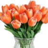 IPOPU 12PCS Pink Tulips Artificial Flowers for Decoration Fake Tulips Real Touch Fake Pink Flowers Artificial Floral Arrangements Pink Faux Tulips Decor Table Home Kitchen Wedding Decorations (Pink)