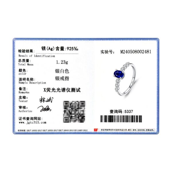 MODIAN 925 Sterling Silver Vintage Exquisite Basic Oval Blue Zirconia Finger Ring for Women Statement Ring Jewelry Gift